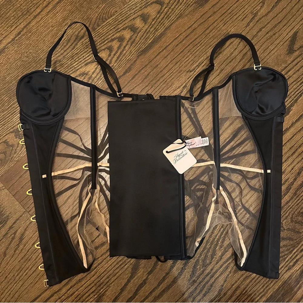 Agent Provocateur Rubi corset size 2 small Swarovski crystals black nude - Picture 7 of 17